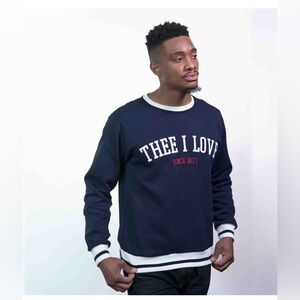 NWT GILBERT HALL BRANDED NAVY BLUE WHITE THEE I LOVE ALUMNI CREW NECK SWEATER XL